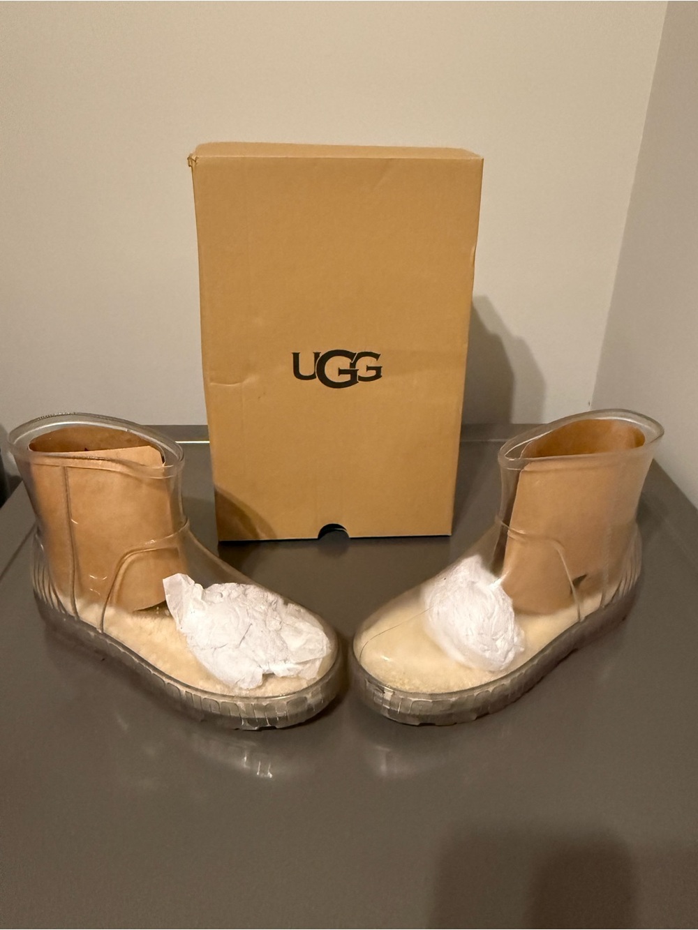 UGG Clear Waterproof Ankle Boots with Chestnut Suede Lining